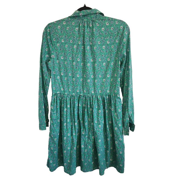 J Crew Womens Mini Shirtdress Teal Paisly Floral‎ Button Front Dress Size 4 - Picture 6 of 11